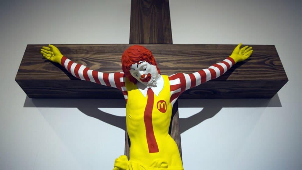 The ‘McJesus” Sculpture Of Ronald McDonald Crucified Has Caused An Uproar To Christians In Israel But Museum Refuses To Take It Down